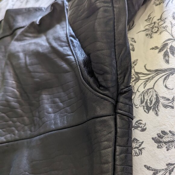 Black Leather Bomber Jacket - Picture 11 of 16